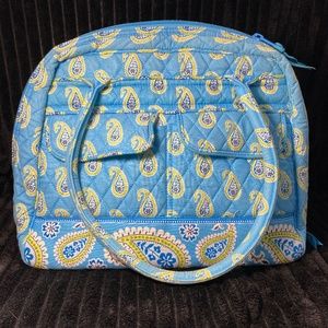 Vera Bradley Retired Bermuda Blue Bowler Bag Purse Pocketbook